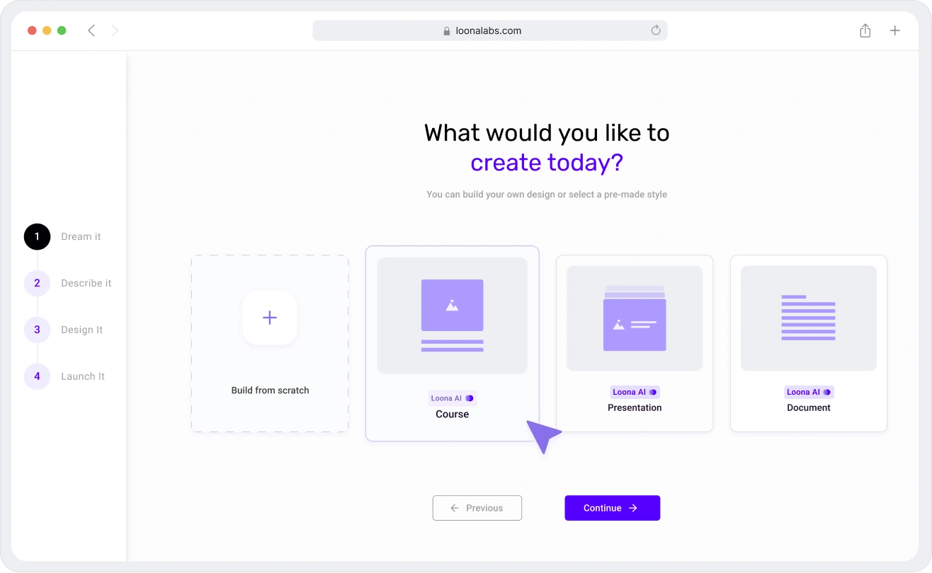 LoonaLabs interface overview